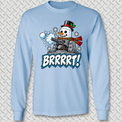 Snowman BRRRRT! Long Sleeve Tee - Light Blue