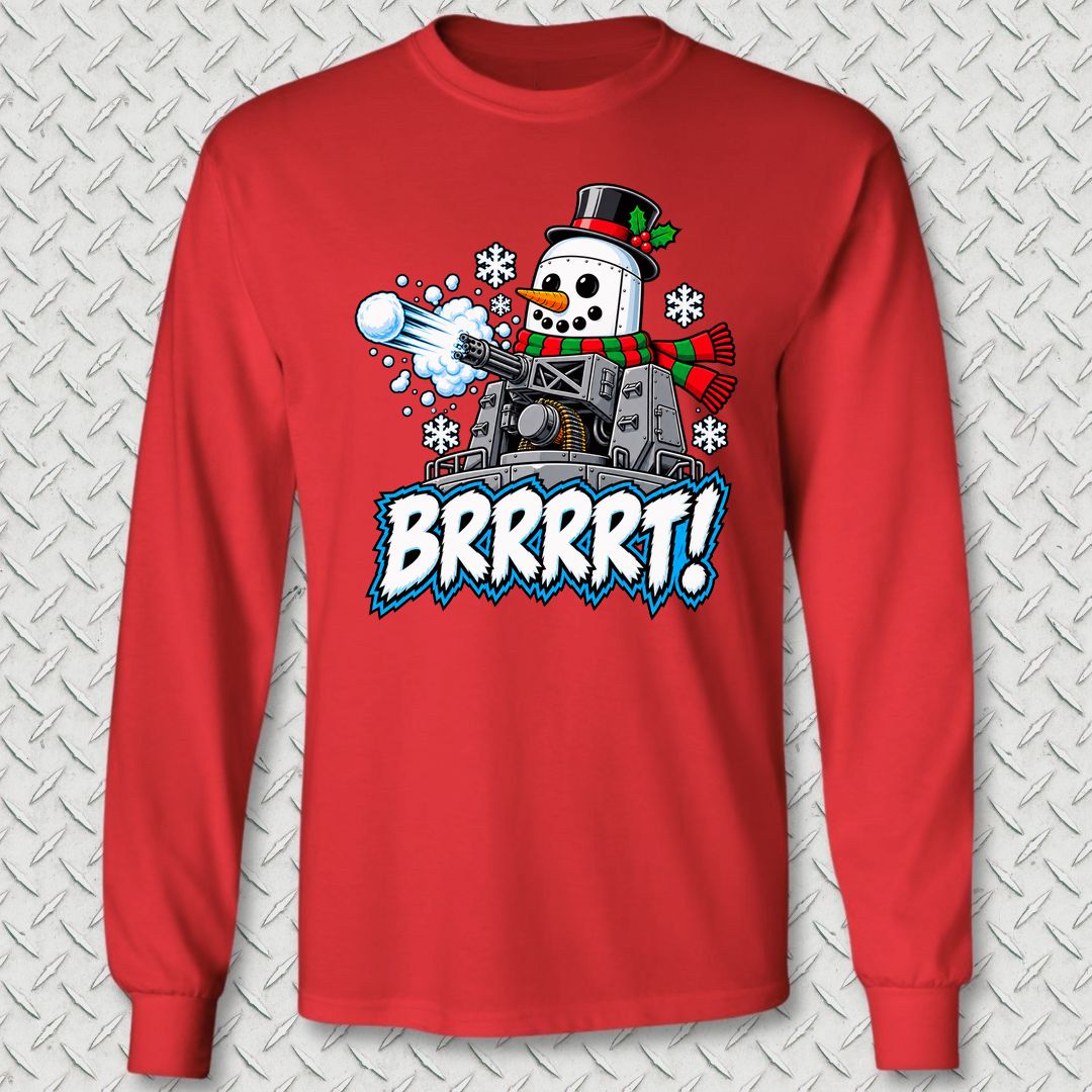 Snowman BRRRRT! Long Sleeve Tee - Red