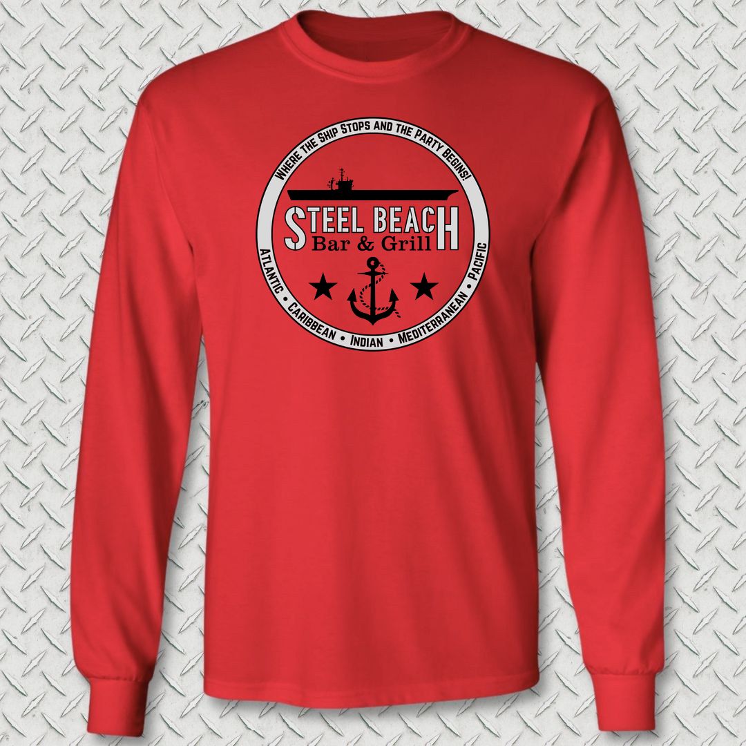 Steel Beach Bar & Grill - Carrier Long Sleeve Tee - Red