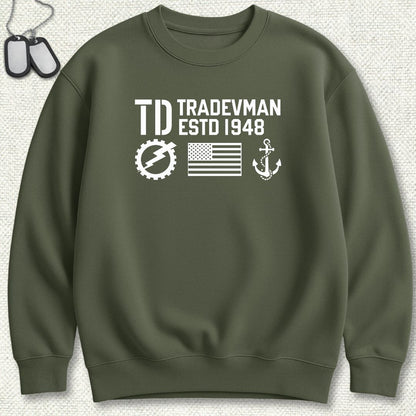 TD - Flag & Anchor Sweatshirt - Military Green