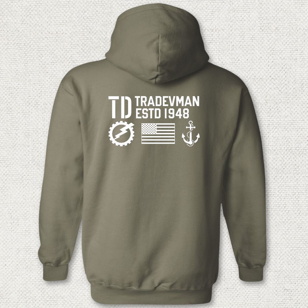 TD - Flag & Anchor Hoodie - Military Green