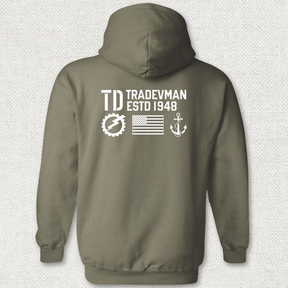 TD - Flag & Anchor Hoodie - Military Green
