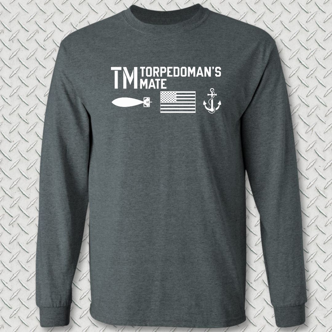 TM - Flag & Anchor Long Sleeve Tee - Dark Heather