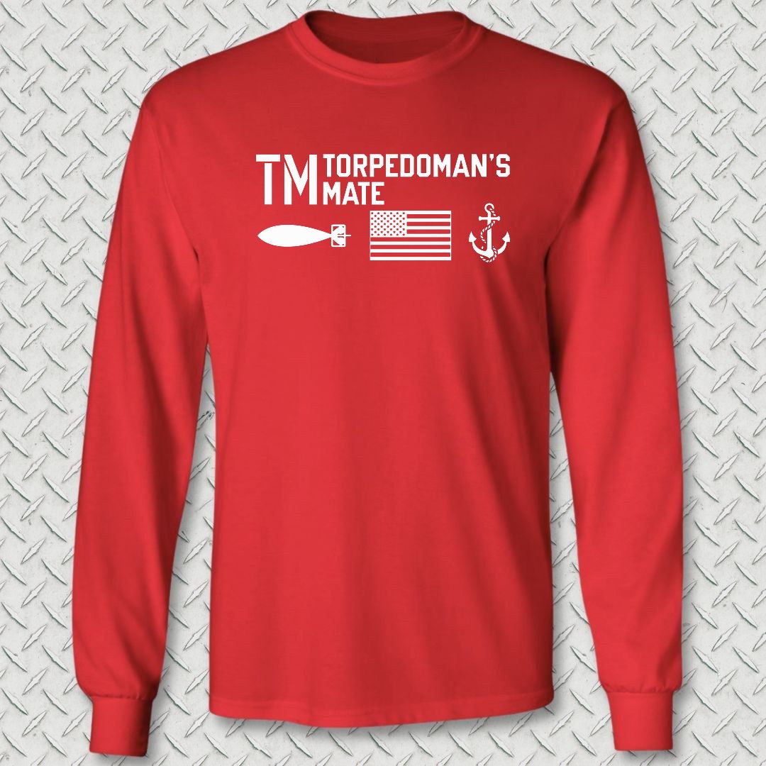 TM - Flag & Anchor Long Sleeve Tee - Red