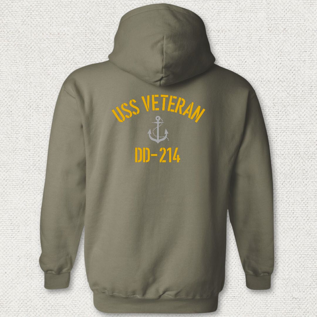 USS Veteran DD-214 Hoodie - Military Green