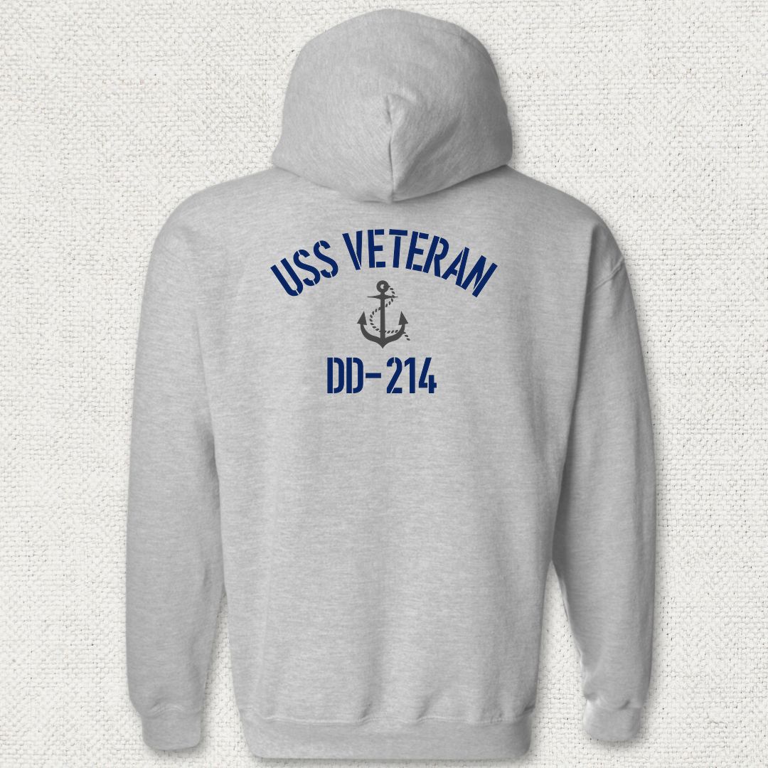USS Veteran DD-214 Hoodie - Sport Grey