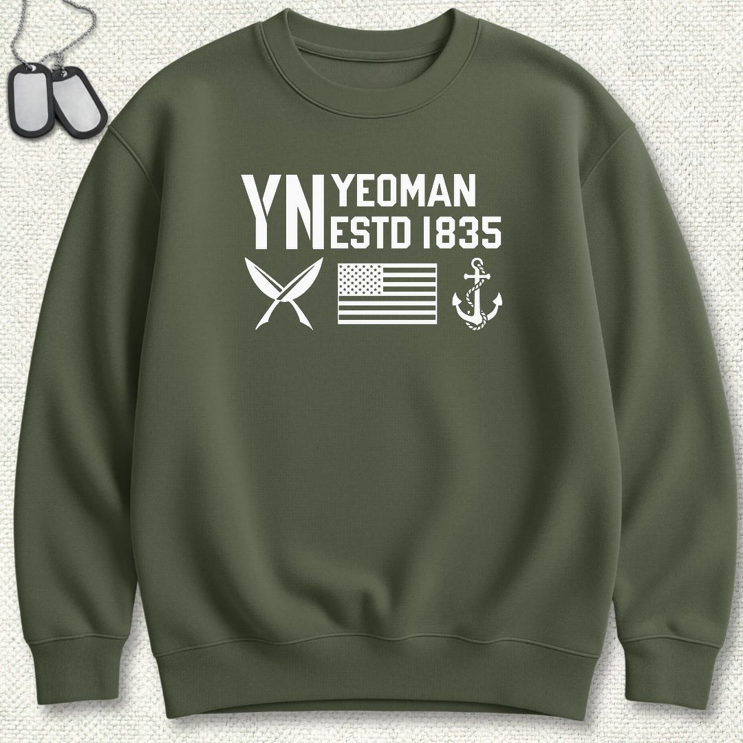 YN - Flag & Anchor Sweatshirt - Military Green