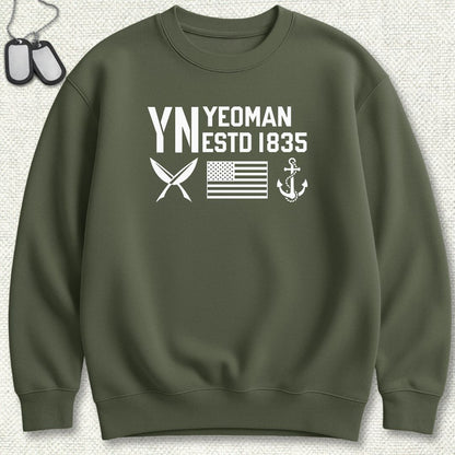YN - Flag & Anchor Sweatshirt - Military Green