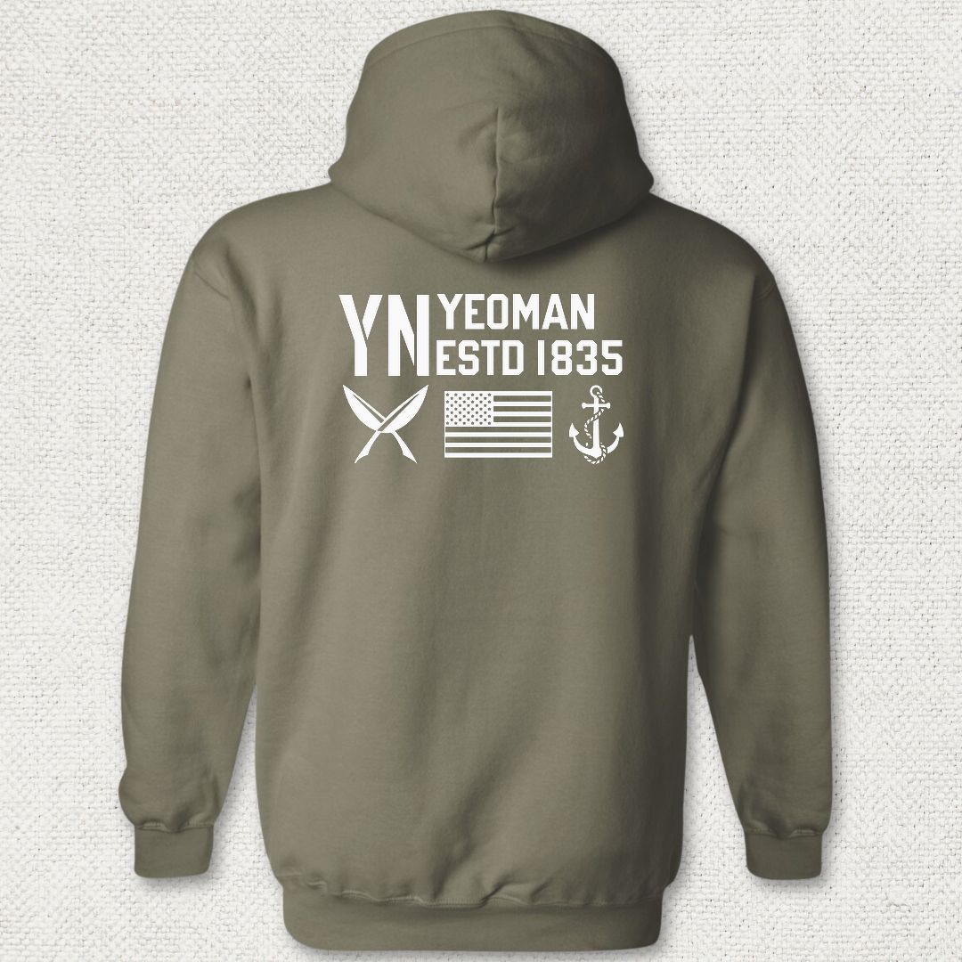 YN - Flag & Anchor Hoodie - Military Green