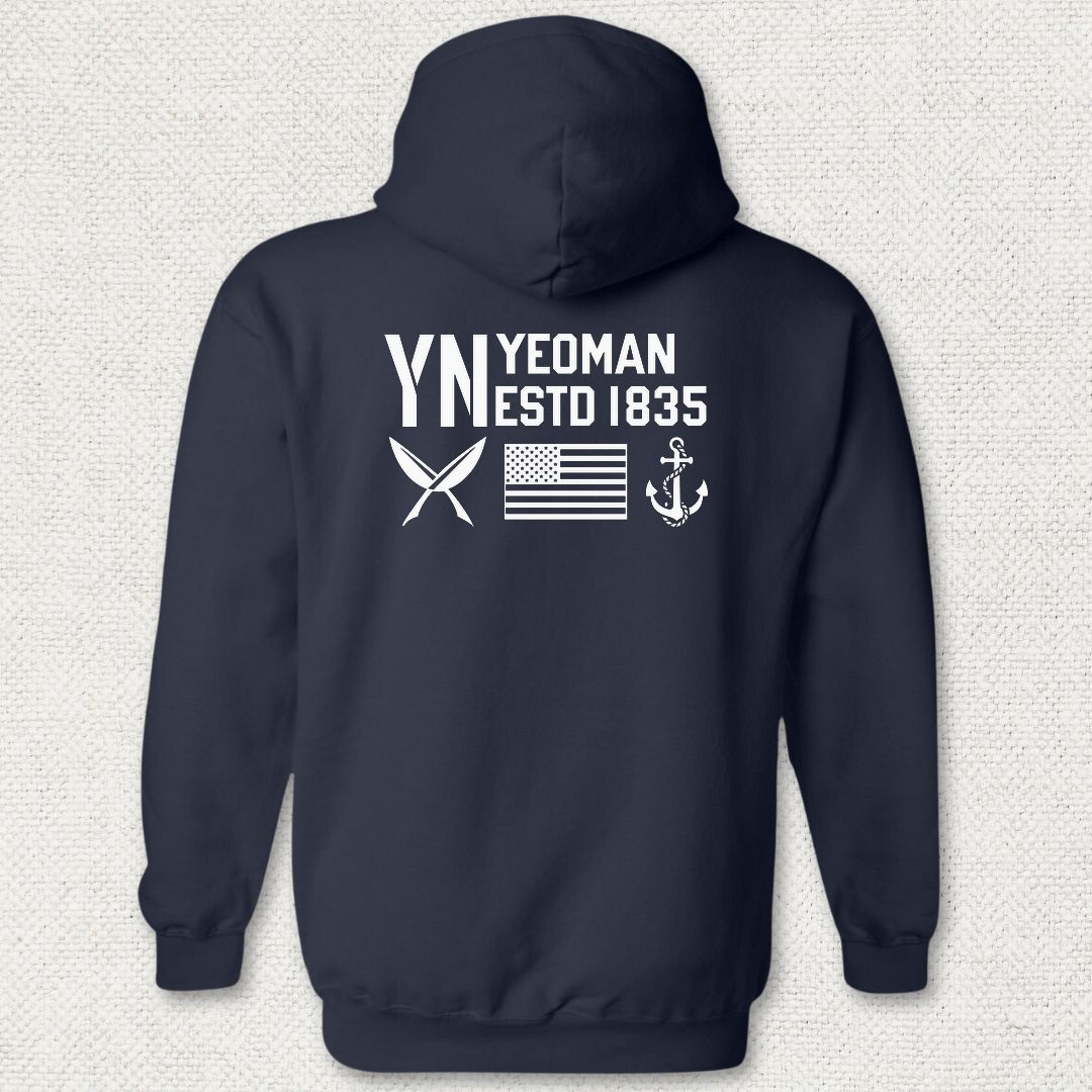 YN - Flag & Anchor Hoodie - Navy