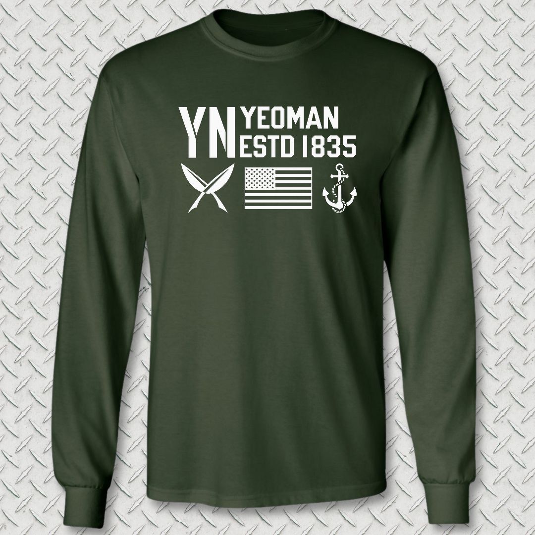 YN - Flag & Anchor Long Sleeve Tee - Forest Green