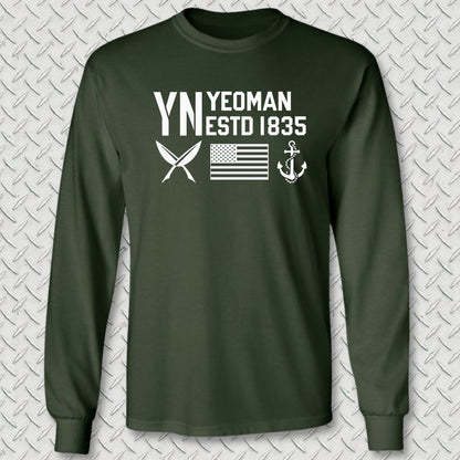 YN - Flag & Anchor Long Sleeve Tee - Forest Green