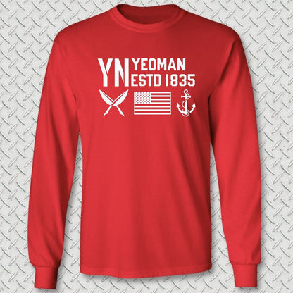 YN - Flag & Anchor Long Sleeve Tee - Red